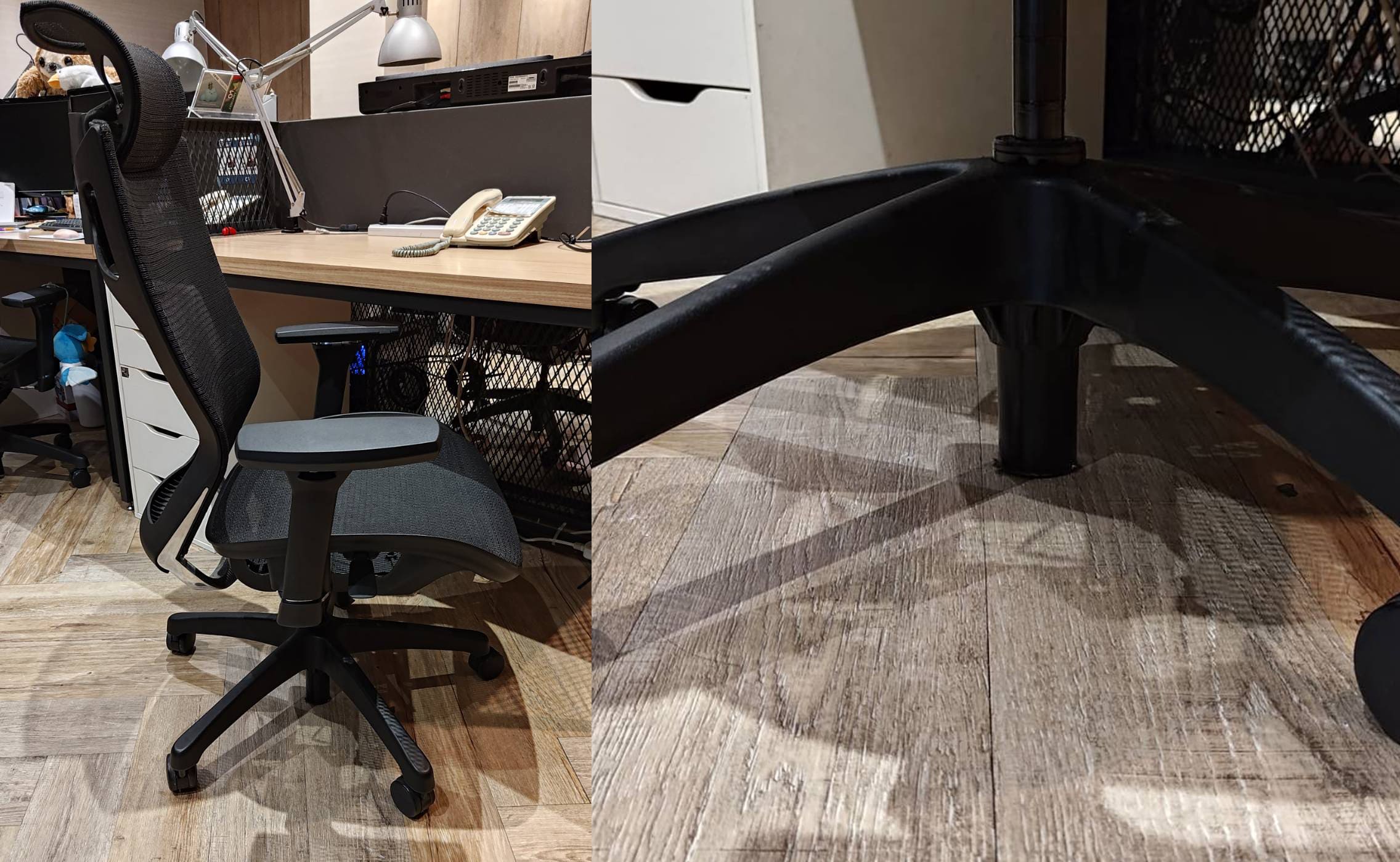 氣壓棒太低刮傷地板，因腳架內孔裂損導致