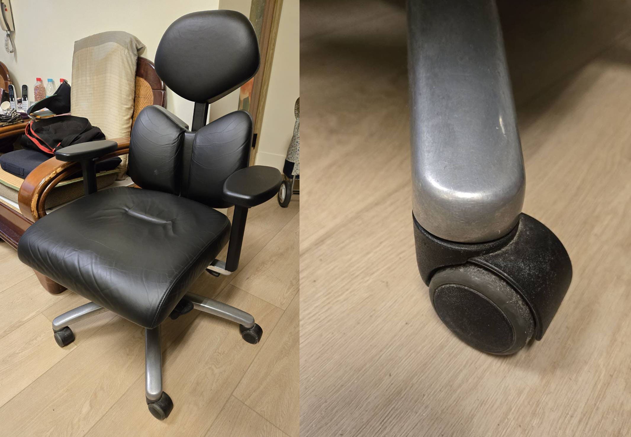 雙背皮椅椅輪損壞，師傅到府更換專用PU輪