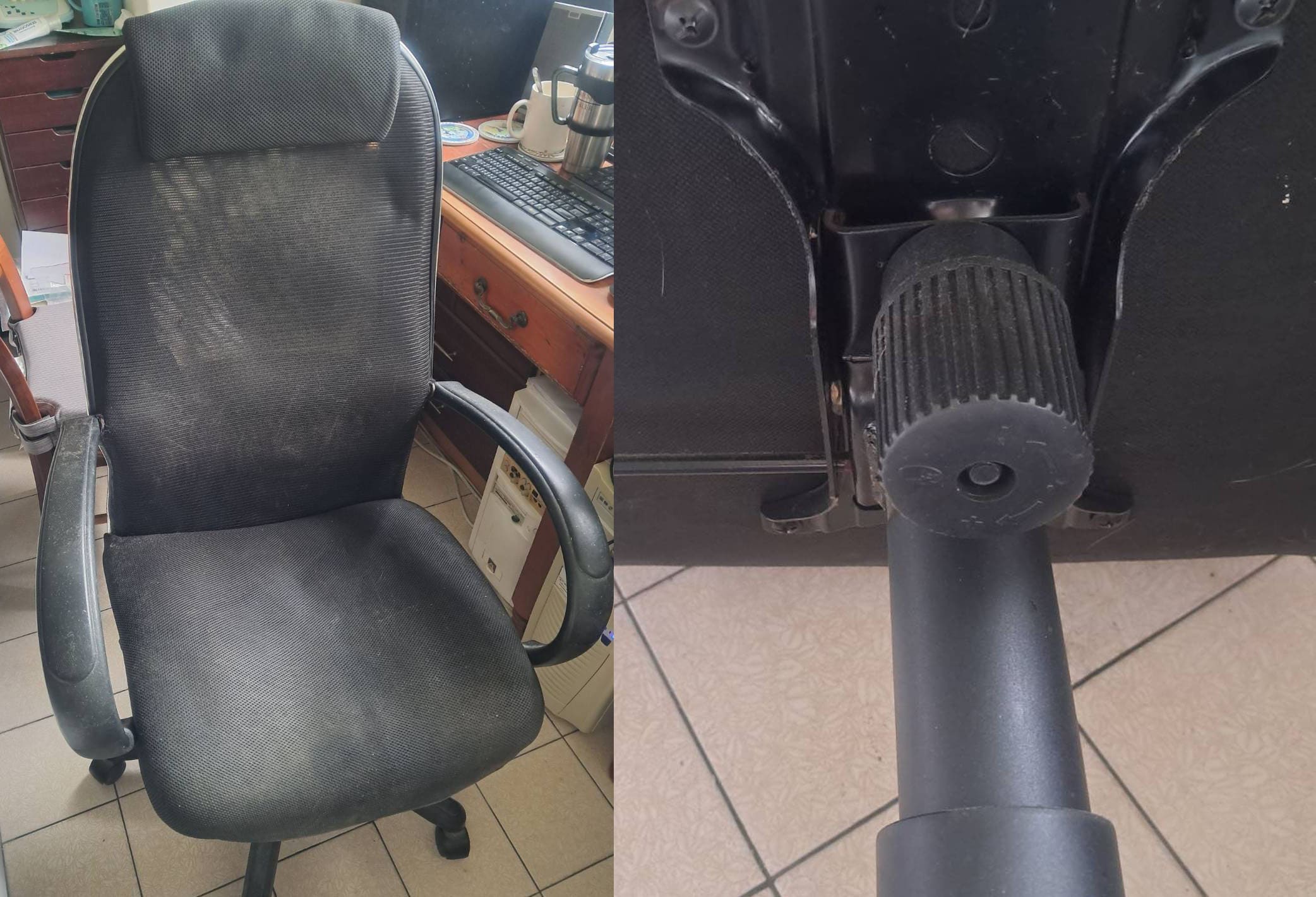 電腦椅歪斜，師傅到府更換底盤和氣壓棒